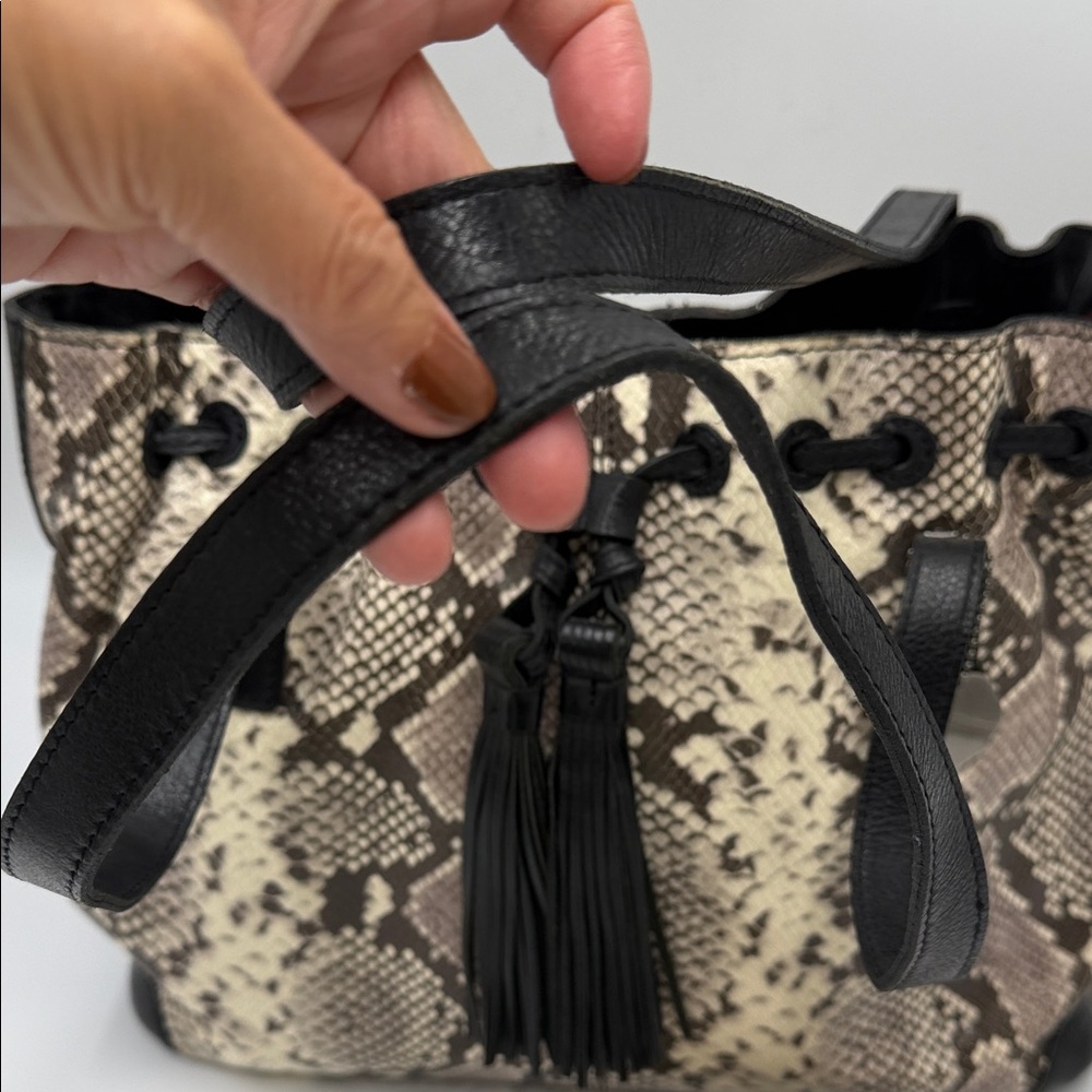 Patricia Nash Leather Drawstring Witney Tote - Python Matching Wallet - Picture 3 of 16